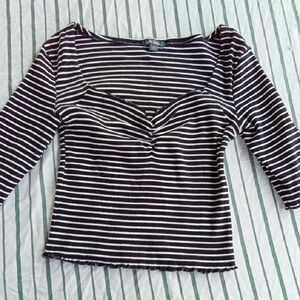 Womans M Wild fable Black White Y2k Ruched Blouse Sweetheart Closet Staple